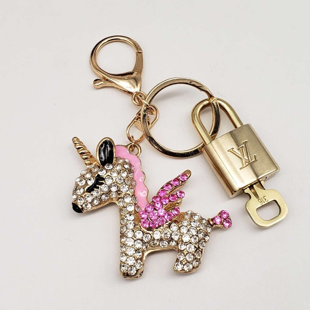 Authentic Louis Vuitton Gold Lock & Key 🔑 Bag Charm w/ Unbranded Unicorn Charm